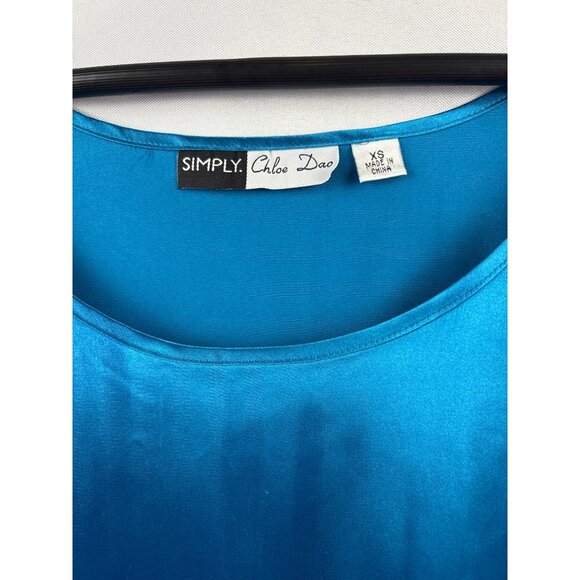 Simply Chloe Dao Teal Sleeveless Top XS Polyester & Spandex Blend - Picture 3 of 5